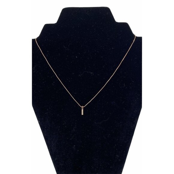 Penta Crystal Bar Charm Necklace Rose Gold  Adjustable Chain Women's Jewelry - Picture 7 of 9